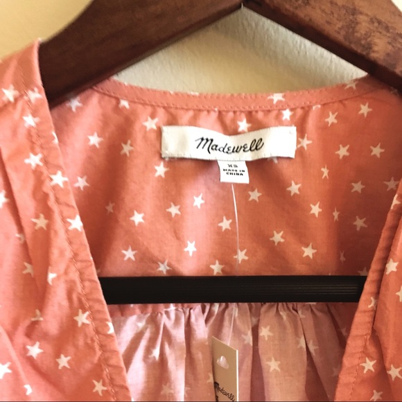 NWT Madewelll Star Scatter Wrap Top Pink Tie XS - Picture 6 of 7